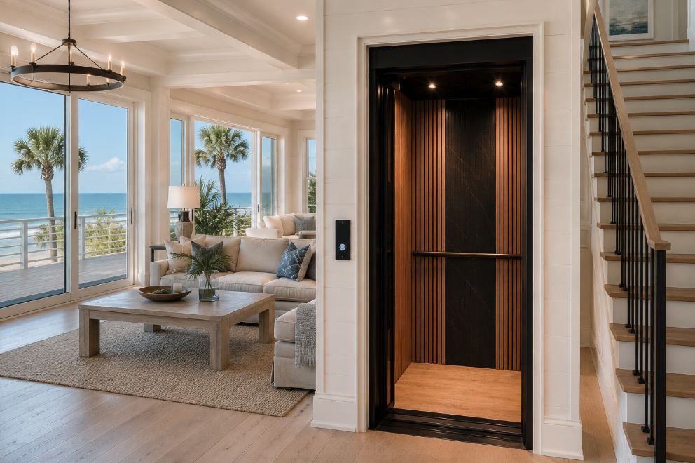 residential elevator Isle of Palms SC in elevated coastal home